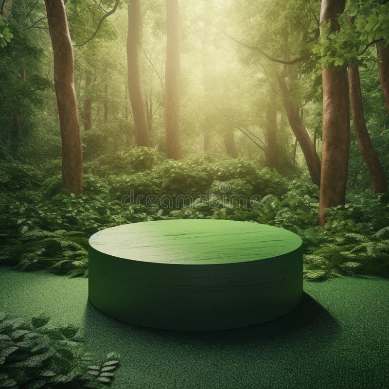 AI Generative Naturel product display background stage with blank podium pedestal vector illustration