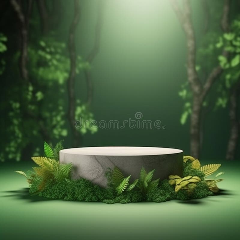 AI Generative Naturel product display background stage with blank podium pedestal vector illustration