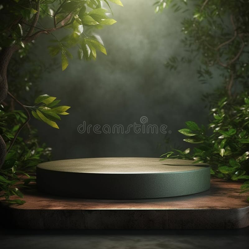 AI Generative Naturel product display background stage with blank podium pedestal stock illustration