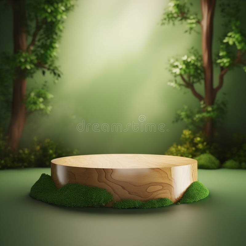 AI Generative Naturel product display background stage with blank podium pedestal royalty free illustration