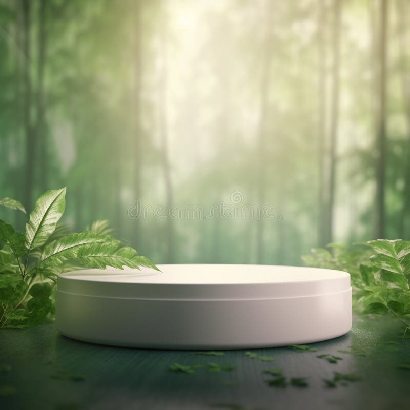 AI Generative Naturel product display background stage with blank podium pedestal stock illustration