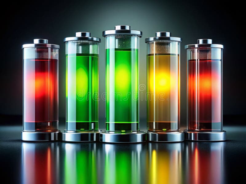 Modern Battery Charge Level Indicators A Visual Guide to Stylish Design Trends in Technology Explore diverse percentage royalty free illustration