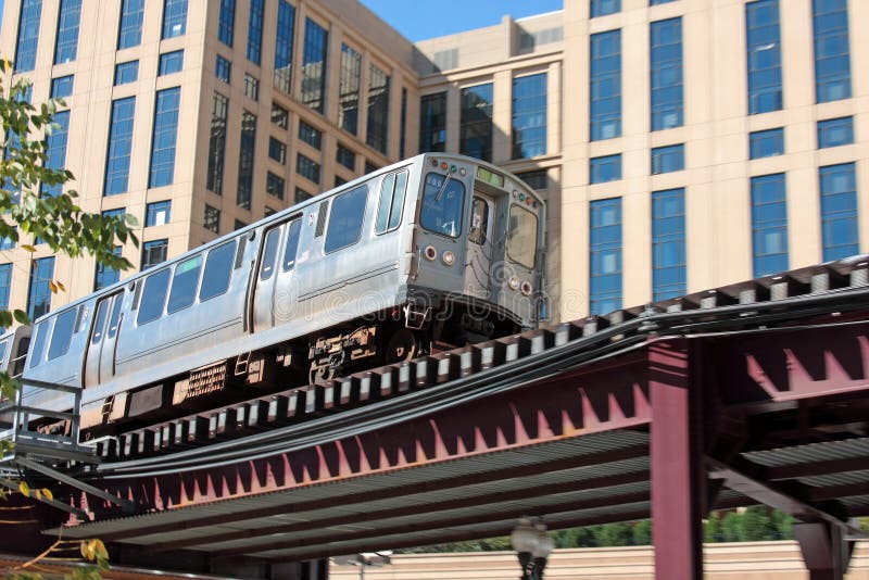 Elevated commuter train in Chicago