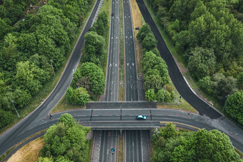 Elevated Cross Section Motorway Aerial View Stock Image - Image of ...