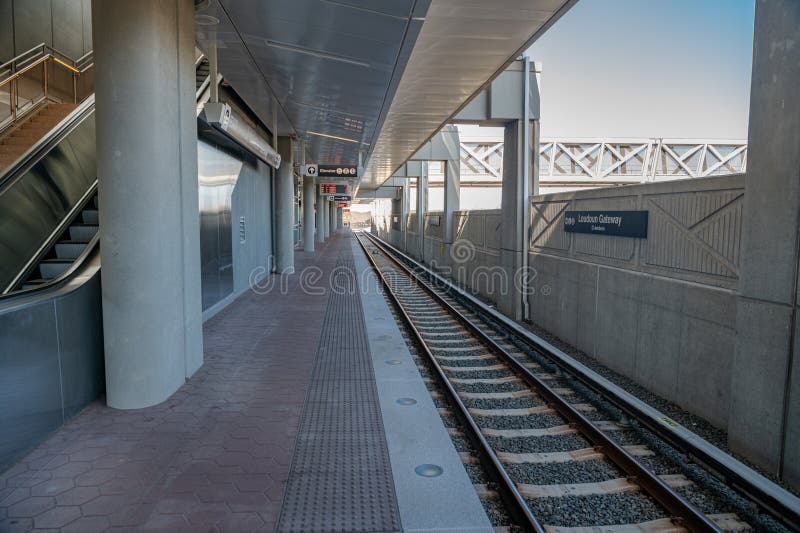 Elevated portion of the Washington Metro. Empty Ashburne tube station. Virginia royalty free stock photos