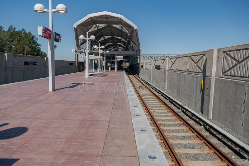 Elevated portion of the Washington Metro. Empty Ashburne tube station. Virginia stock images