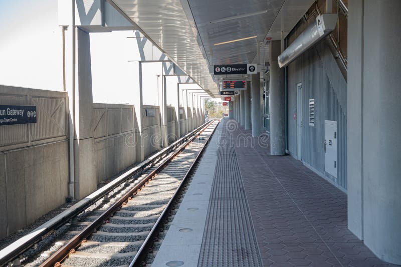 Elevated portion of the Washington Metro. Empty Ashburne tube station. Virginia stock images