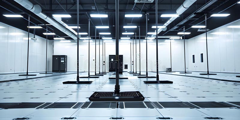 Elevated suction tools on raised floor in data center. Concept Data Center, Raised Floor, Suction stock illustration