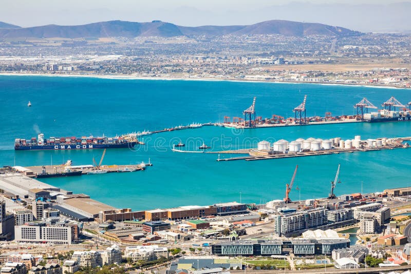 Elevated View of Cape Town Harbor in South Africa Editorial Image