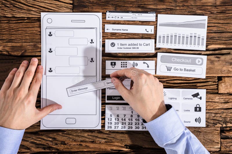 Designer Designing Mobile Application stock photos