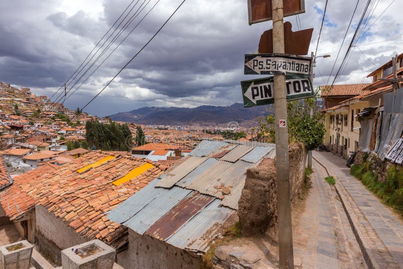 Elevated View of Suburban Housing in Cusco, Peru Stock Image Image of