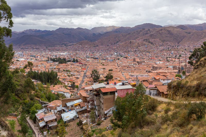 Elevated View of Suburban Housing in Cusco, Peru Stock Image Image of