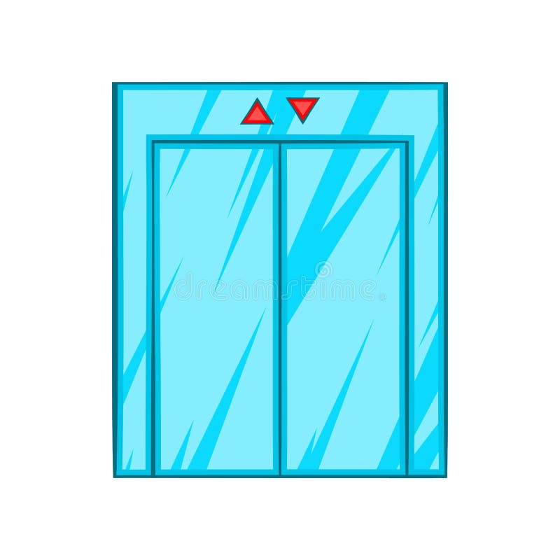 Elevator with closed door icon, cartoon style