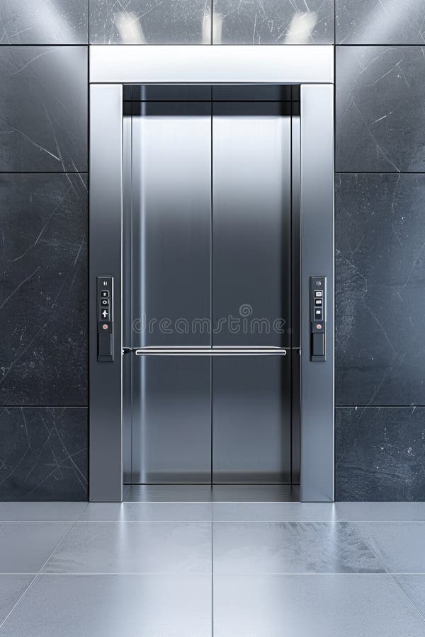Elevator door in a modern building interior stock photos