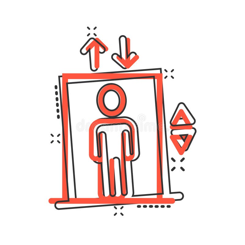 analyse The other day interview Elevator Icon in Comic Style. Lift Cartoon Vector Illustration on White  Isolated Background Stock Vector - Illustration of arrow, attention:  182934801