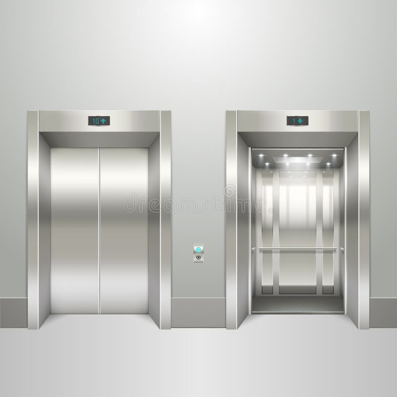 Elevatore realistico aperto e porte chiuse royalty illustrazione gratis Elevatore realistico aperto e porte chiuse royalty illustrazione gratis