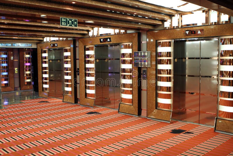 Elevators on a cruise ship stock image. Image of ship 21614721