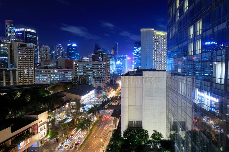 Eleveted, night view of Makati, the business district of Metro Manila royalty free stock photos Eleveted, night view of Makati, the business district of Metro Manila royalty free stock photos
