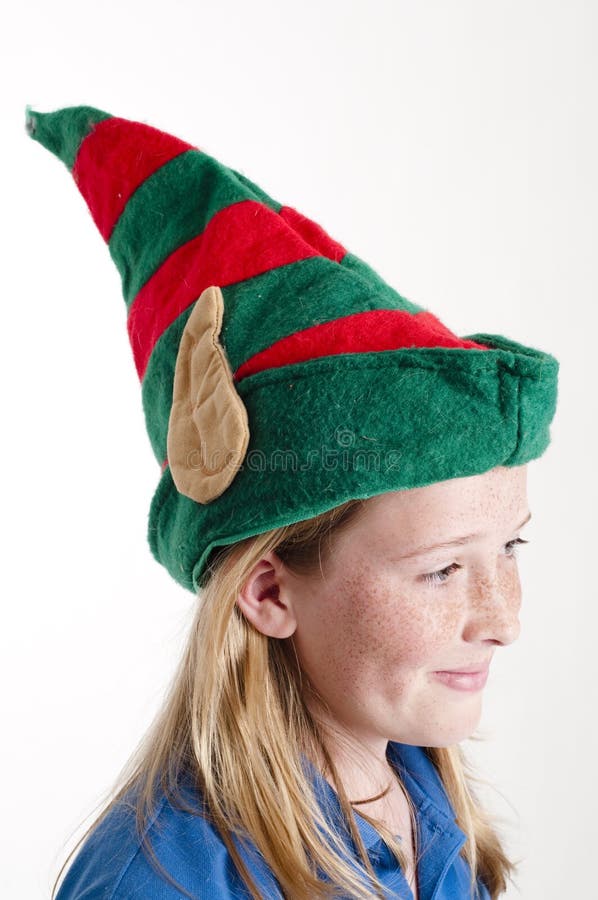 Elf hat on girl stock image. Image of ears, female, girl 11576369