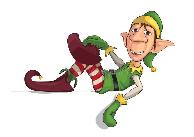 Elfo di natale che pone su un bordo royalty illustrazione gratis Elfo di natale che pone su un bordo royalty illustrazione gratis