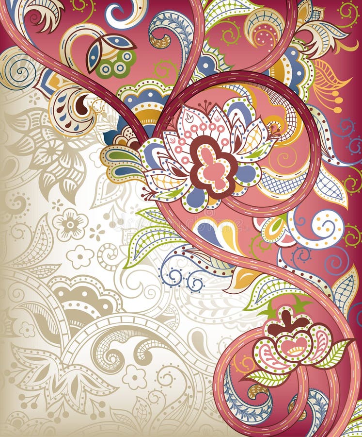 Indian Floral Background stock illustration. Illustration of design ...