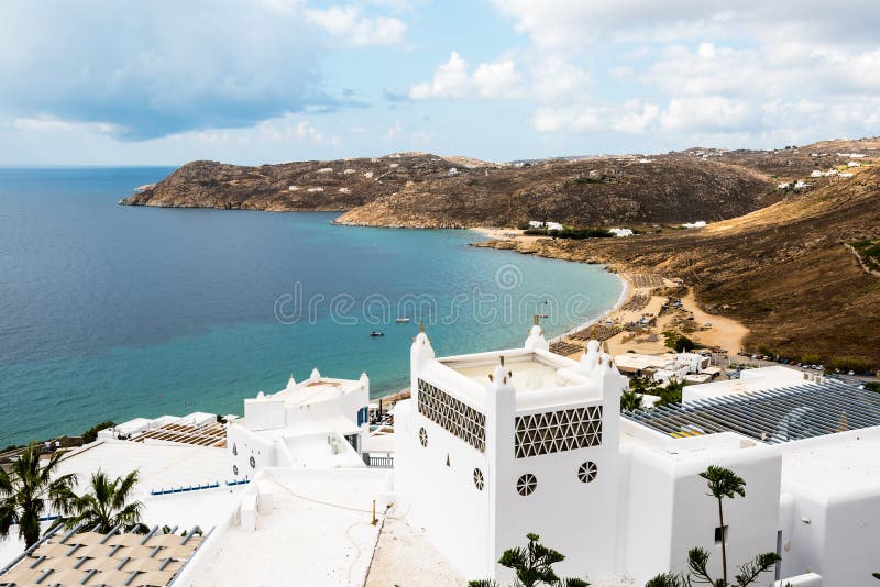 Elia-Strand in den mykonos, Griechenland lizenzfreie stockfotografie Elia-Strand in den mykonos, Griechenland lizenzfreie stockfotografie