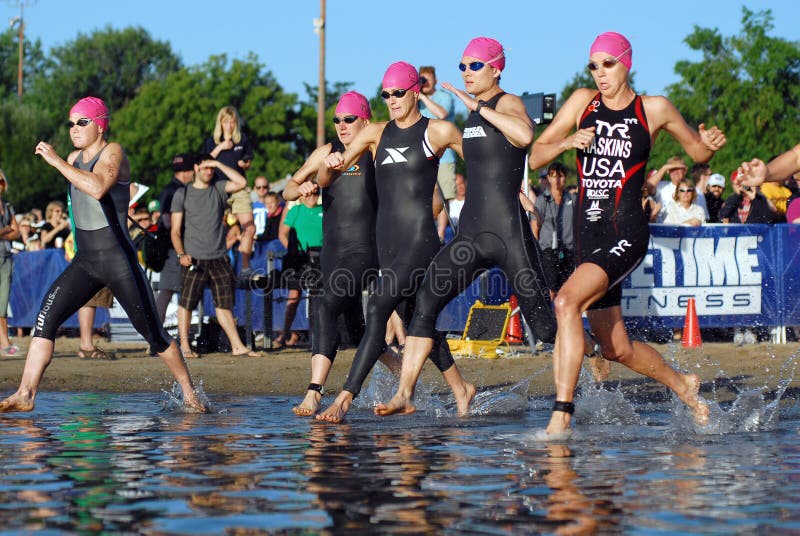 Elite Women S Triathlon Start A Editorial Photo Image of
