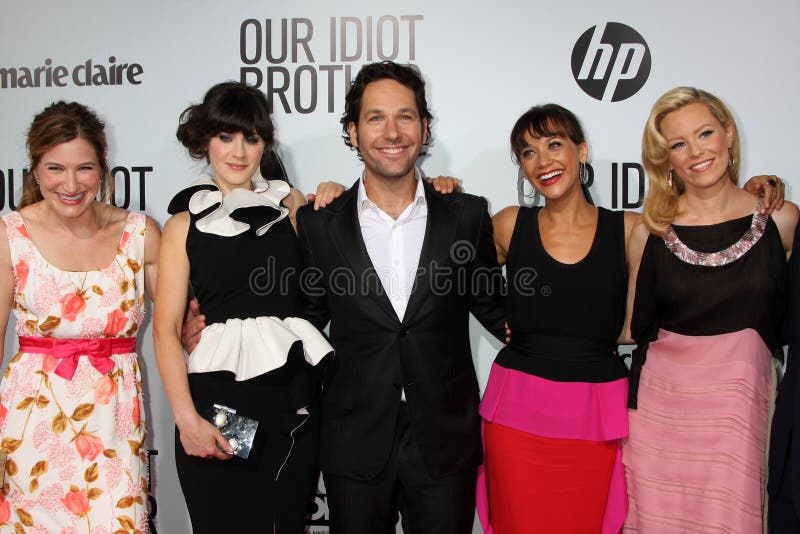 LOS ANGELES - AUG 16: Kathryn Hahn, Zooey Deschanel, Paul Rudd, Rashida Jones, and Elizabeth Banks arriving at the Our Idiot Brother Premiere at Cinerama Dome ArcLight Theaters on August 16, 2011 in Los Angeles, CA. LOS ANGELES - AUG 16: Kathryn Hahn, Zooey Deschanel, Paul Rudd, Rashida Jones, and Elizabeth Banks arriving at the Our Idiot Brother Premiere at Cinerama Dome ArcLight Theaters on August 16, 2011 in Los Angeles, CA