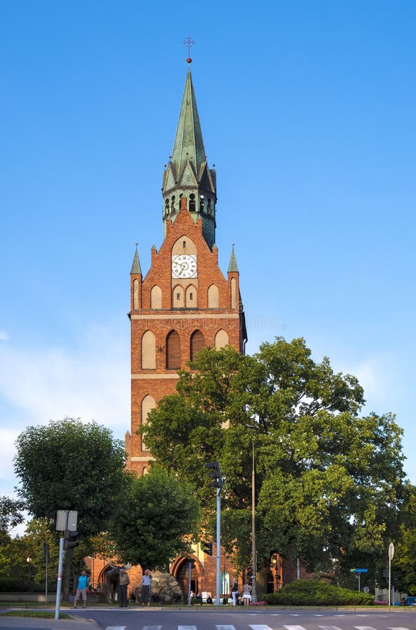 Elk poland historiskt neogotisk prussian heligt jesus hjärtparish Church vid wojska polskiego street