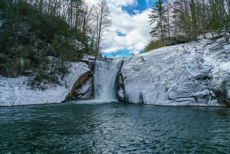 Elk River Falls stock image. Image of snow, clouds, cascade 85660313