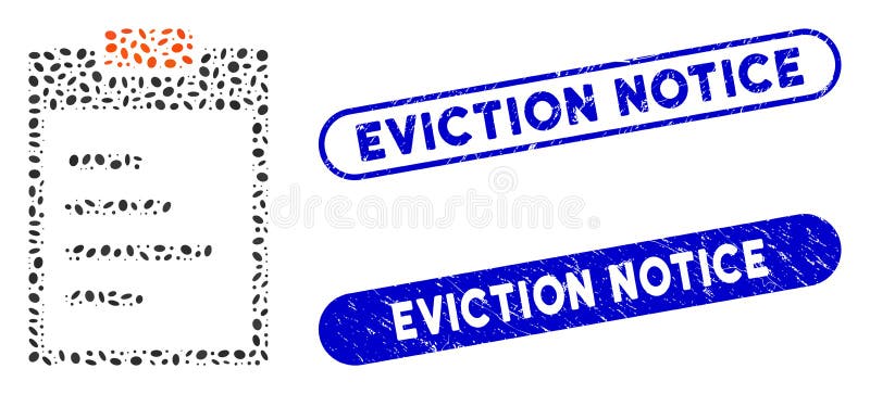 Elliptic Collage Pad Text with Scratched Eviction Notice Watermarks stock illustration