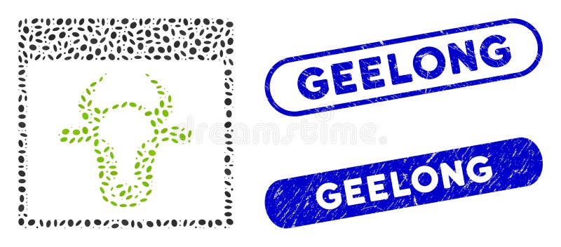 Elliptic Mosaic Cow Page with Textured Geelong Seals royalty free illustration