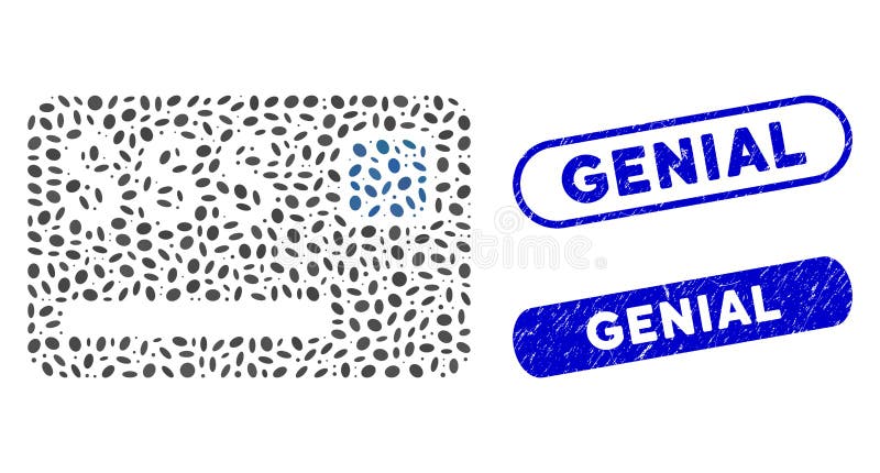 Elliptic Mosaic Credit Card with Textured Genial Seals stock illustration