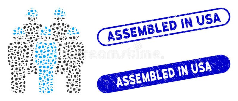 Elliptic Mosaic Developer Staff with Grunge Assembled in USA Seals stock illustration