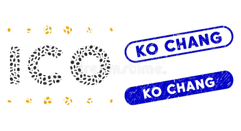 Elliptic Mosaic ICO Caption with Textured Ko Chang Seals stock illustration
