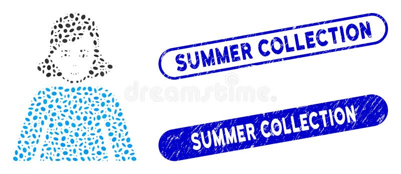 Elliptic Mosaic Lady with Textured Summer Collection Watermarks stock illustration
