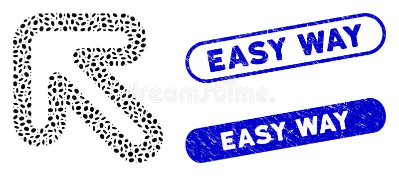 Elliptic Mosaic Left-Up Arrow with Textured Easy Way Watermarks stock illustration