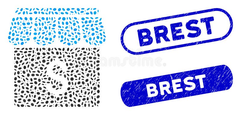 Elliptic Mosaic Market with Textured Brest Seals vector illustration