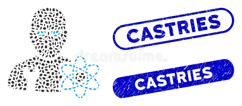 Elliptic Mosaic Power Engineer with Scratched Castries Seals vector illustration