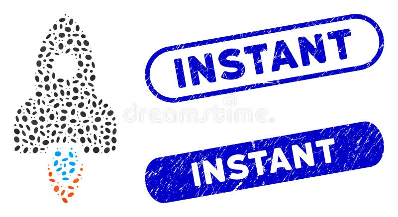 Elliptic Mosaic Rocket with Scratched Instant Watermarks royalty free illustration
