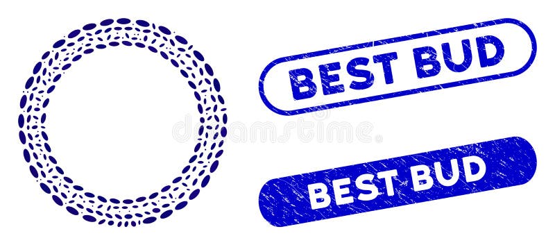 Elliptic Mosaic Star Circle Frame with Scratched Best Bud Stamps stock illustration
