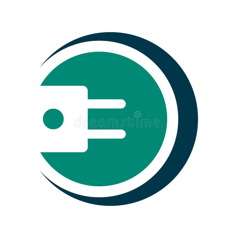Ellogotyp i 3d-format. anslutning av elektriska anordningar vektor illustrationer