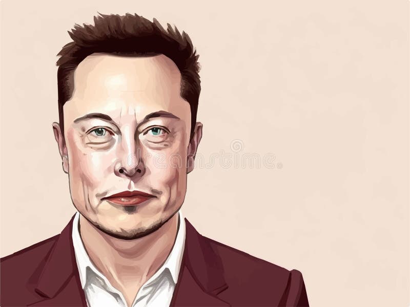 Elon Musk in Space Tweeting Digital Drawing 8K · Creative Fabrica