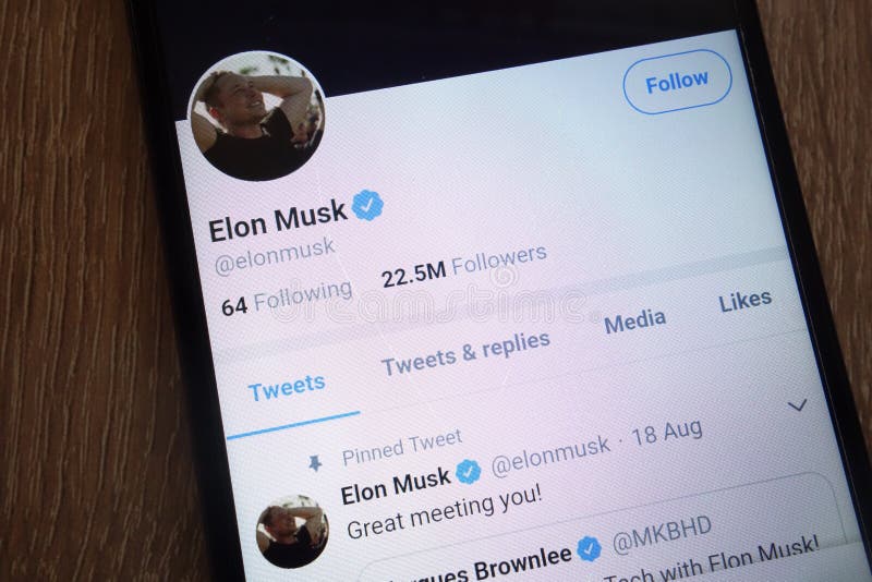Elon Musk Twitter account displayed on a modern smartphone