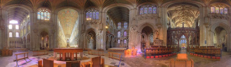 Ely cathedral - 360 degrees panoramic view, Cambridgeshire