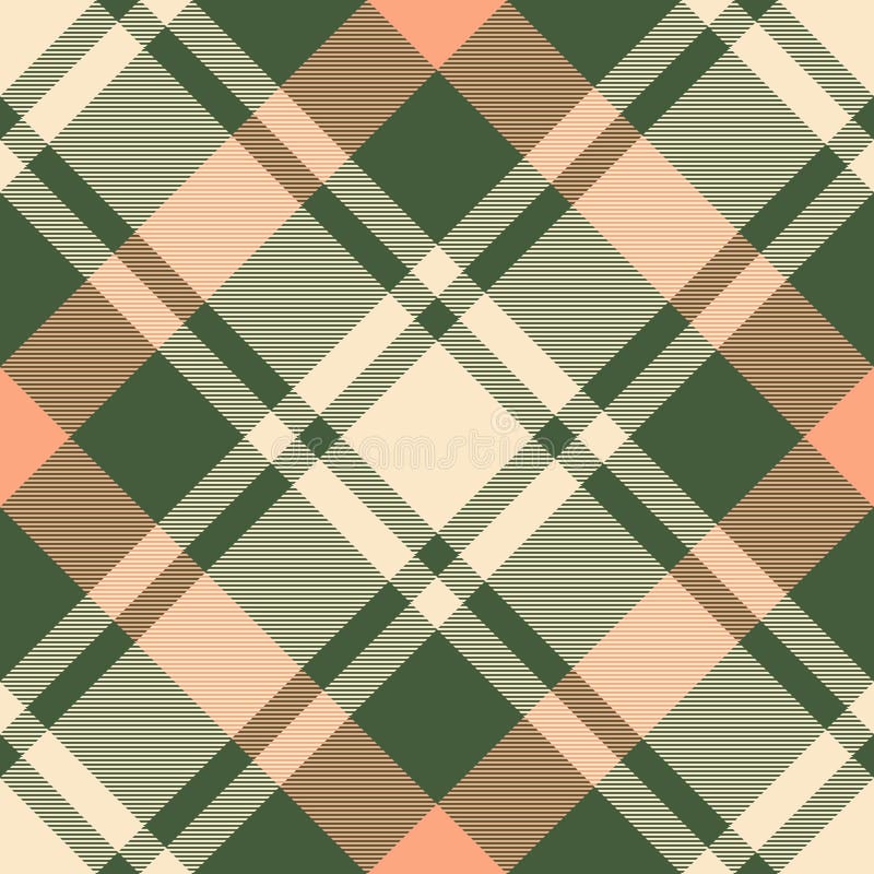 Elégant motif plaid en crème pêche douce et teintes vertes muettes. Parfait pour le design textile emballage de mode ou site Web illustration de vecteur