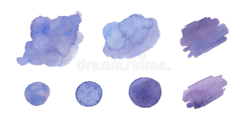 Eléments de brosse d'aquarelle texturés violets pour la profondeur et le style illustration stock