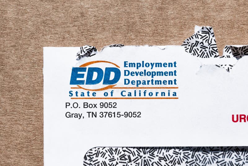 Em 9 de julho de 2020 sunnyvale ca eua fecha o logotipo edd do departamento de desenvolvimento de emprego da califórnia impresso e