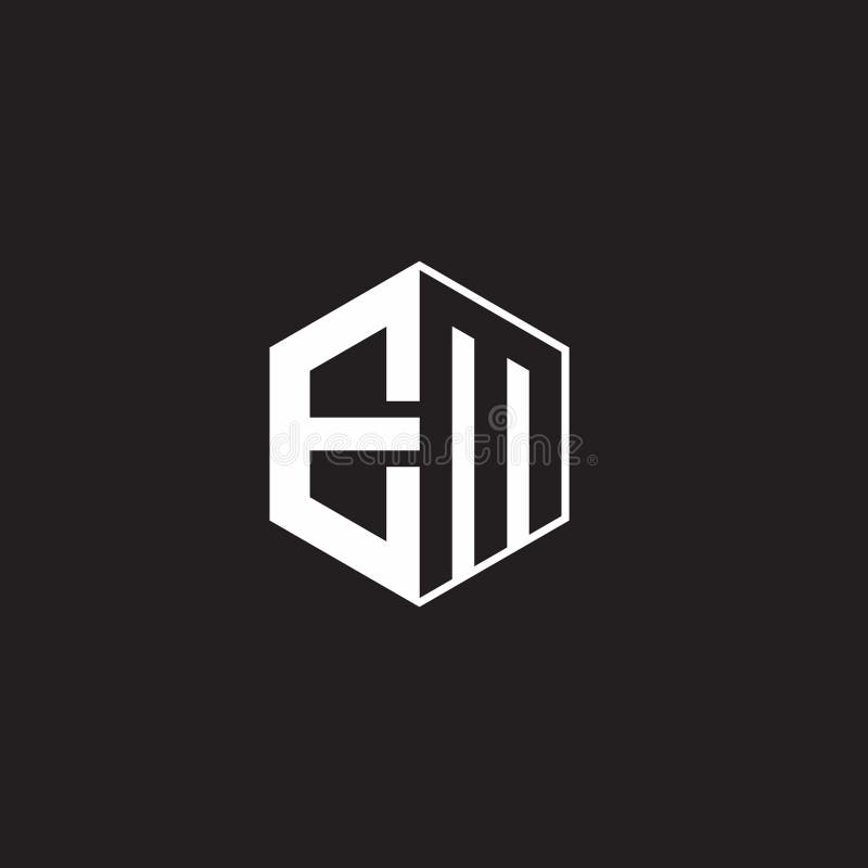 Em Logo Monogram Hexagon With Black Background Negative Space Style Stock Vector Illustration Of Lettering Logotype 160094831