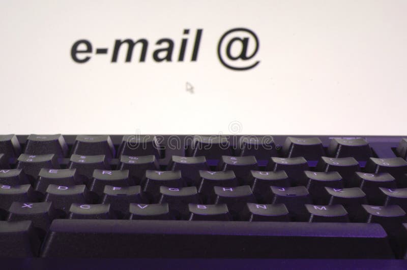 E-mail on computer screen and keyboard. E-mail on computer screen and keyboard